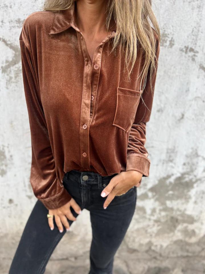 Camisa Terciopelo Lujosa Mujer