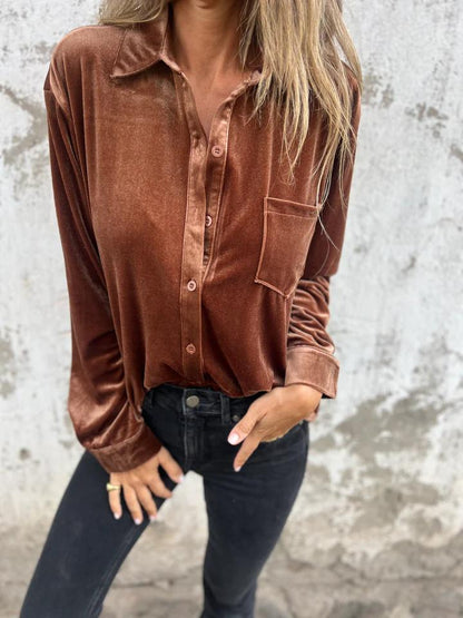Camisa Terciopelo Lujosa Mujer