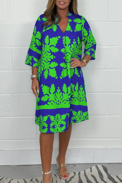 Vestido Largo Floral Elegante con Escote en V