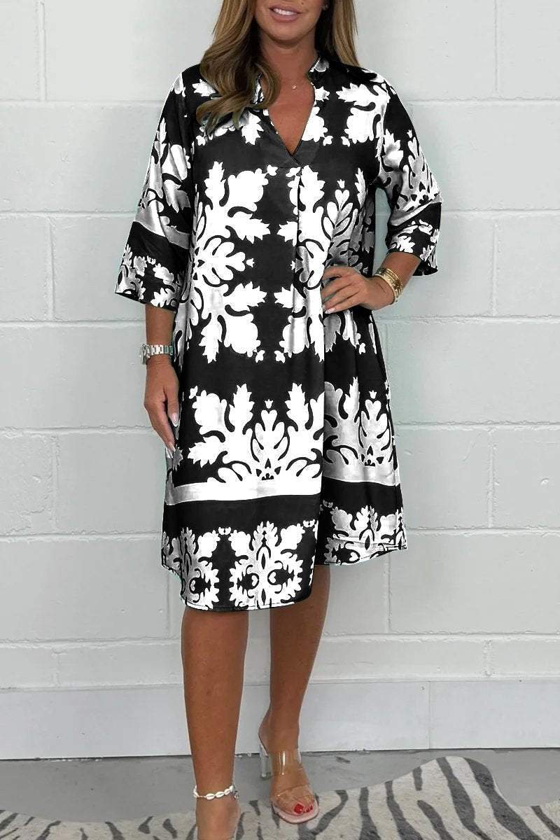 Vestido Largo Floral Elegante con Escote en V
