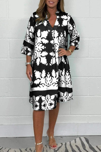 Vestido Largo Floral Elegante con Escote en V