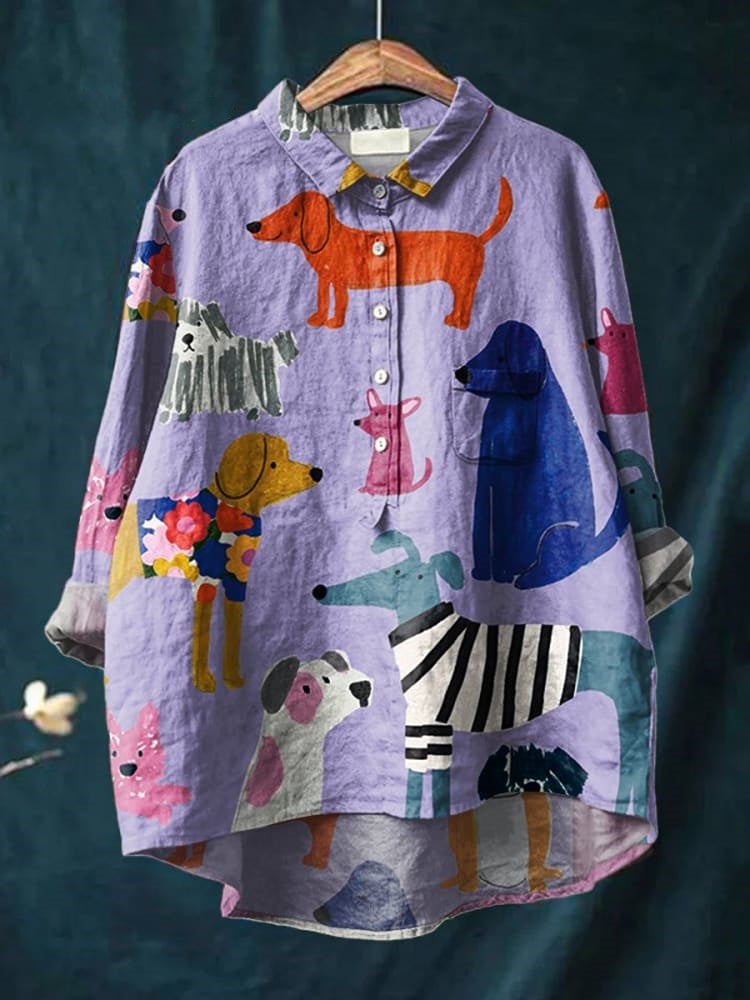 Camisa grande de algodón perros divertida - Vestiria