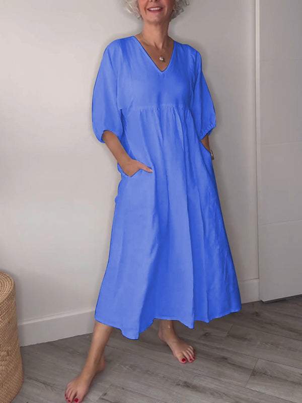 Vestido Mujer Midi Cómodo con Bolsillos