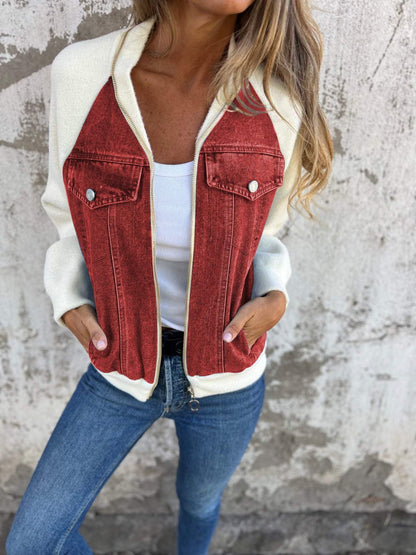 Chaqueta Jeans Estilo Rockera Cremallera