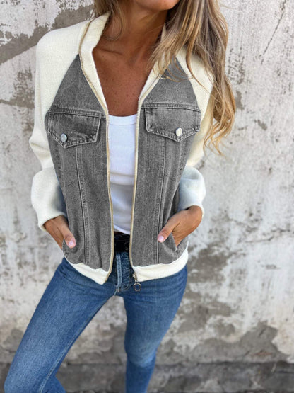 Chaqueta Jeans Estilo Rockera Cremallera
