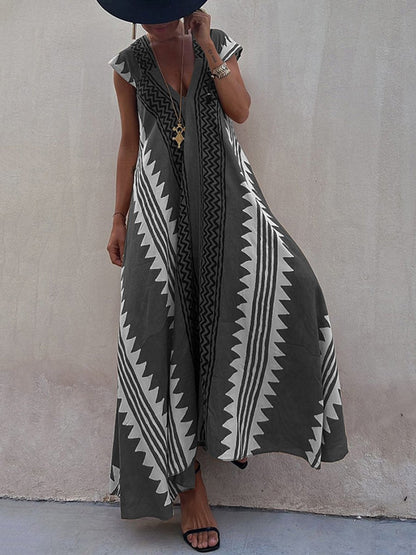 Vestido Maxi Mujer Escote V Elegante