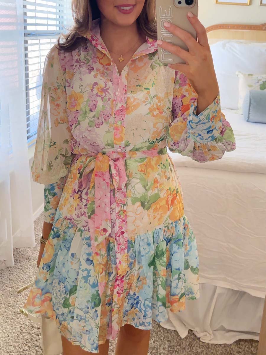 Vestido Mujer Cuello Alto Mangas Bombachas - Vestiria