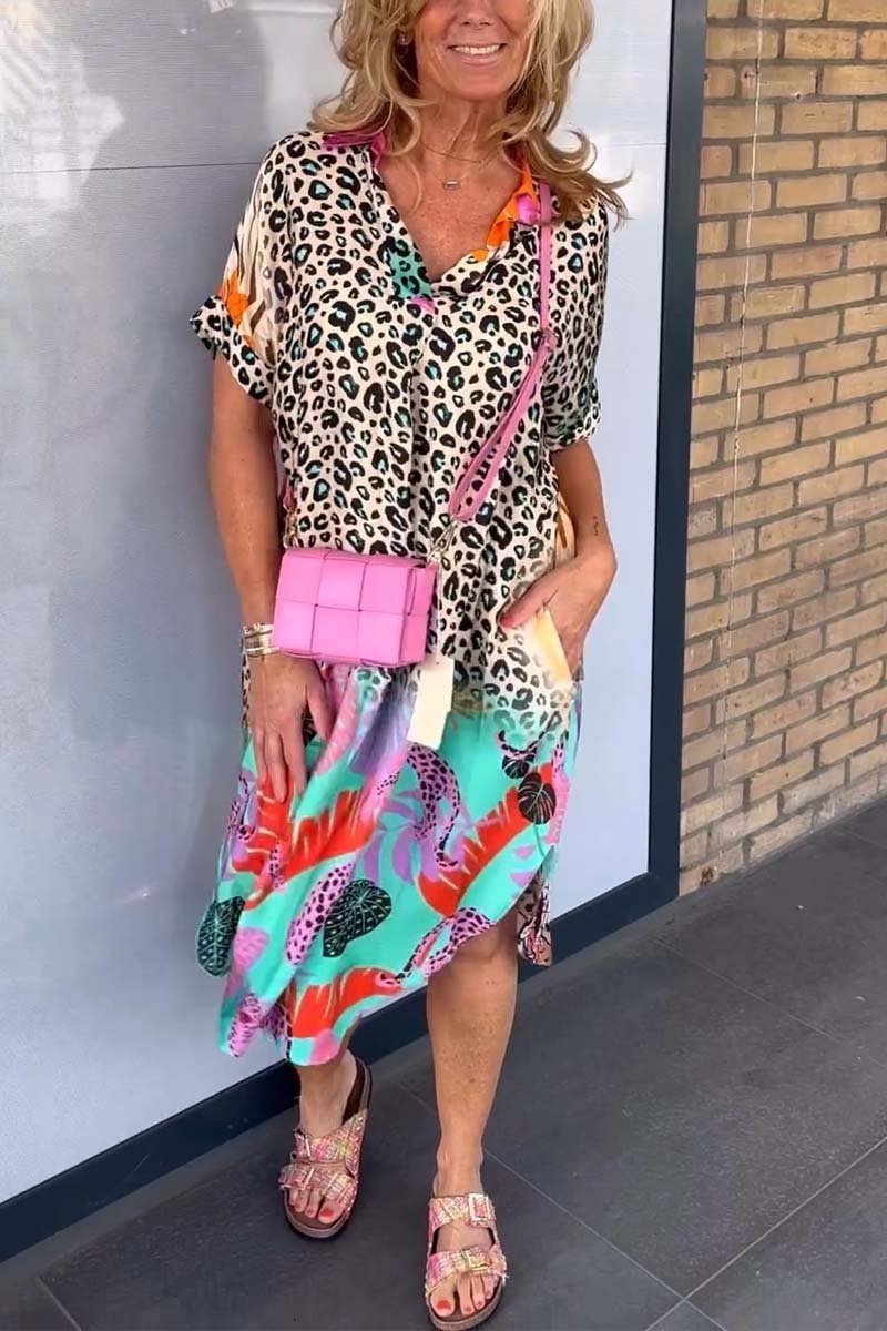 Vestido Leopardo Manga Corta Verano - Vestiria