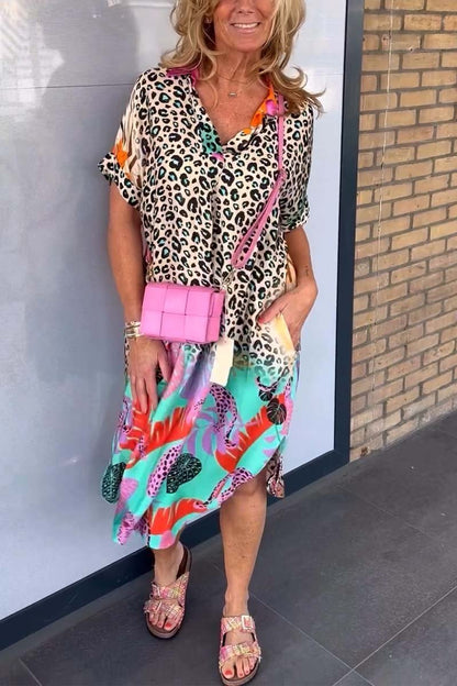 Vestido Leopardo Manga Corta Verano - Vestiria