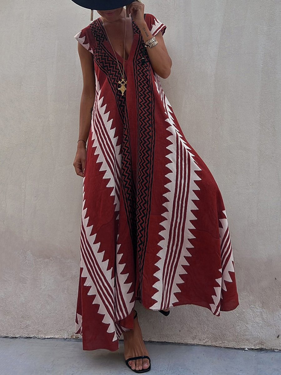 Vestido Maxi Mujer Escote V Elegante