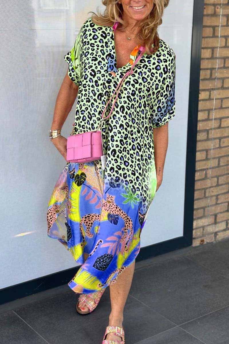 Vestido Leopardo Manga Corta Verano