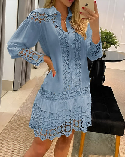 Vestido Camisero de Encaje Elegante Mujer