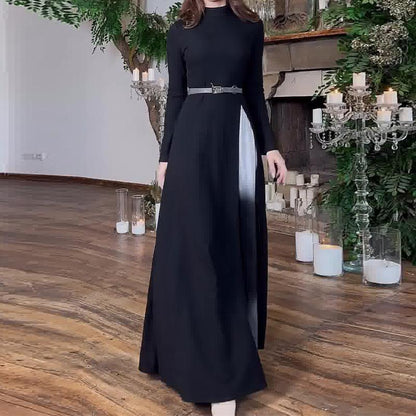 Vestido Mujer Escote Redondo Elegante
