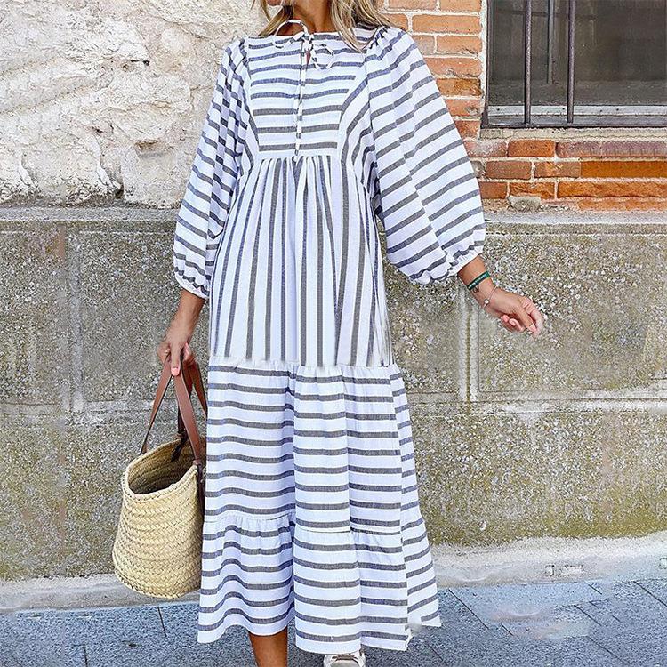 Vestido Rayas Mangas Voladas Estilo Boho - Vestiria
