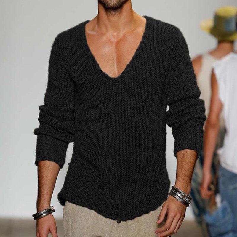Camiseta Hombre Pico Estampado Deportivo