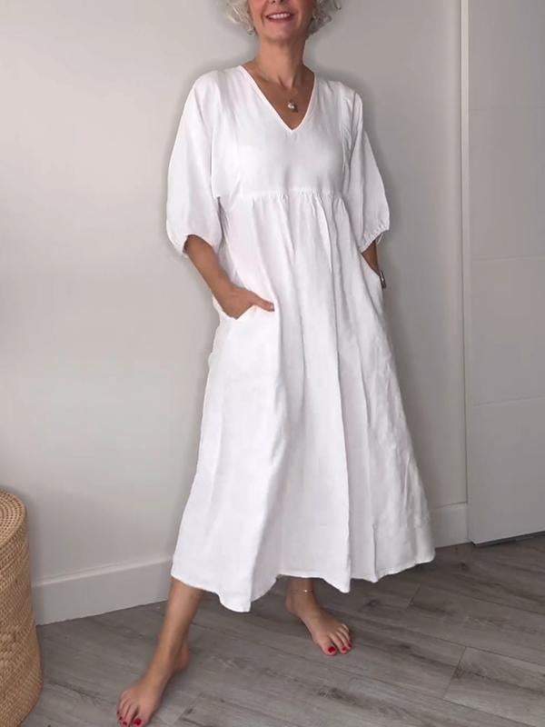 Vestido Mujer Midi Cómodo con Bolsillos