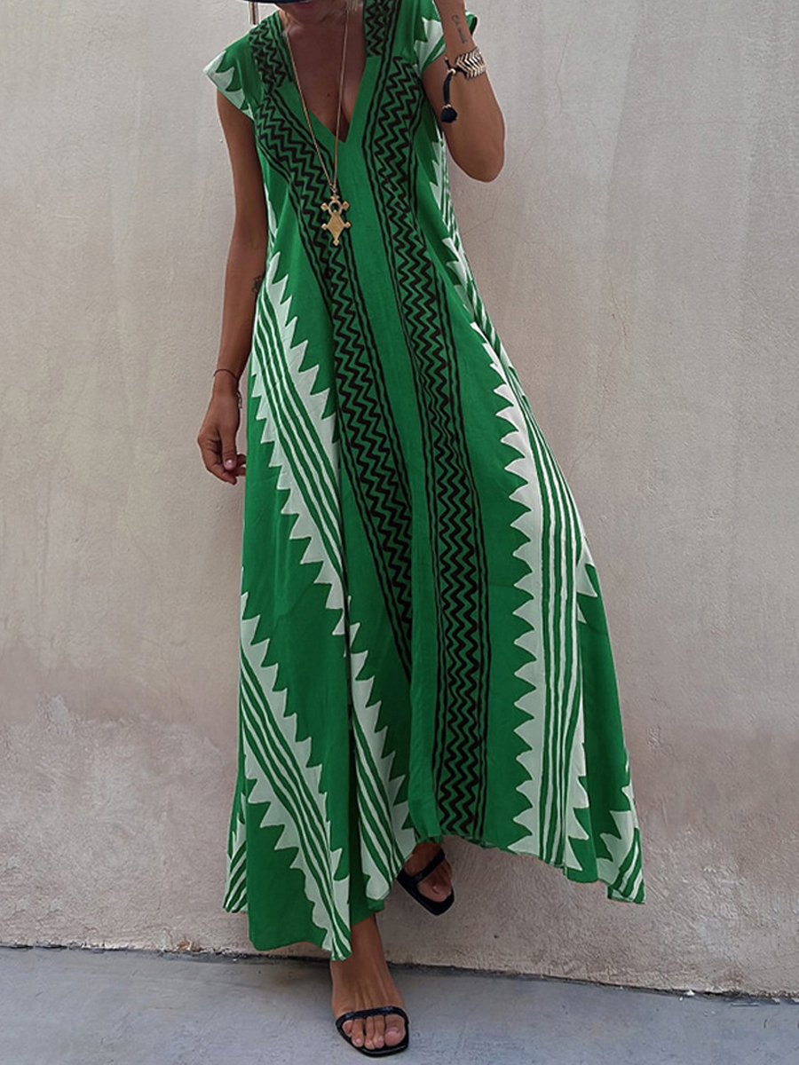 Vestido Maxi Mujer Escote V Elegante