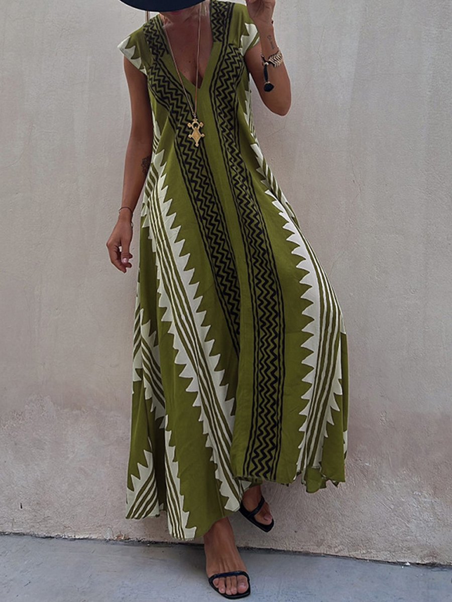 Vestido Maxi Mujer Escote V Elegante