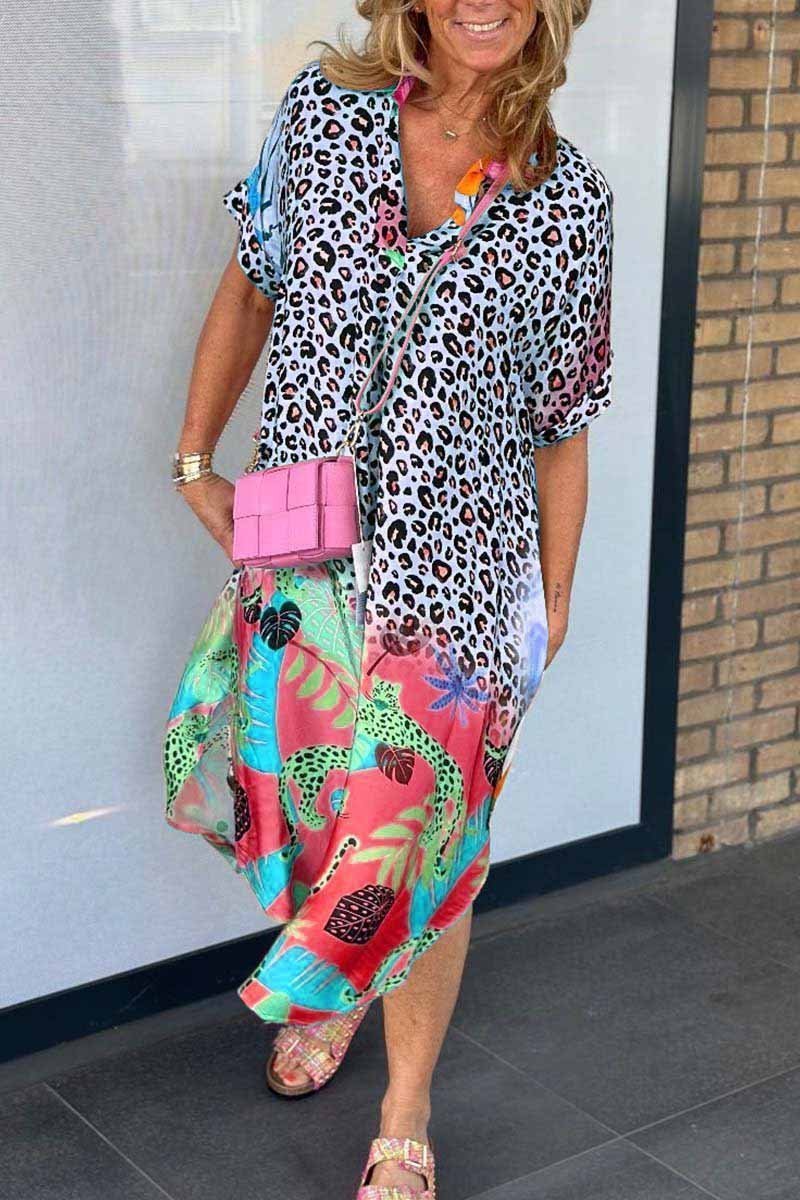 Vestido Leopardo Manga Corta Verano