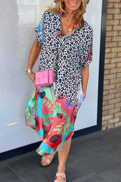 Vestido Leopardo Manga Corta Verano