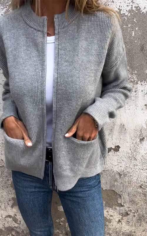 Chaqueta Mujer Punto Suave Cremallera - Vestiria