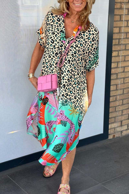 Vestido Leopardo Manga Corta Verano