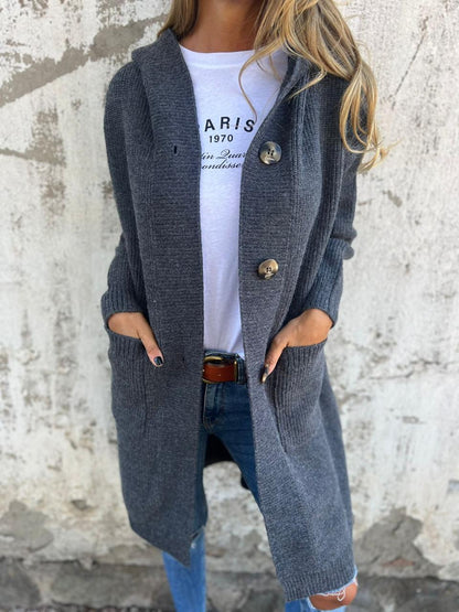 Sudadera larga con capucha y bolsillos mujer