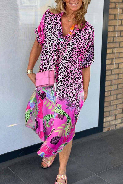 Vestido Leopardo Manga Corta Verano