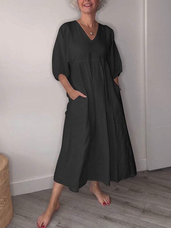Vestido Mujer Midi Cómodo con Bolsillos