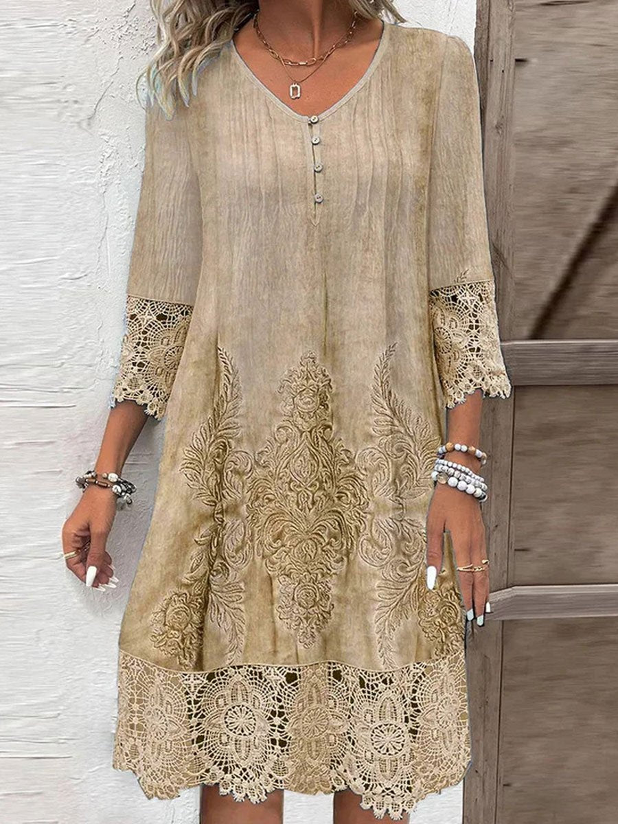 Vestido Étnico Encaje Corto Coqueto - Vestiria