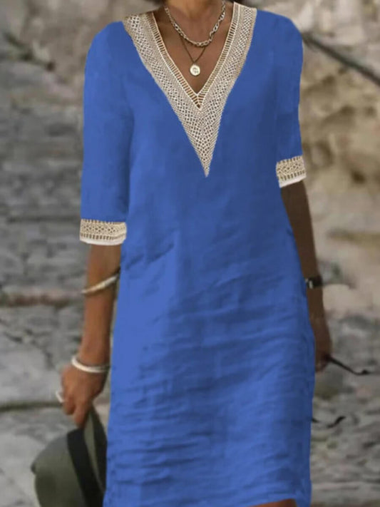 Vestido Mujer Elegante Escote Encaje - Vestiria