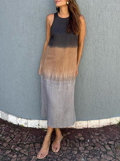 Vestido Largo de Verano sin Mangas Estampado