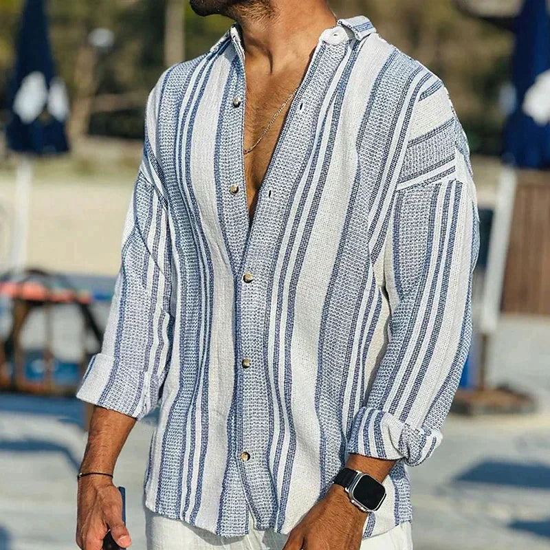 Camisa Polo Clásica Rayas Manga Larga - Vestiria