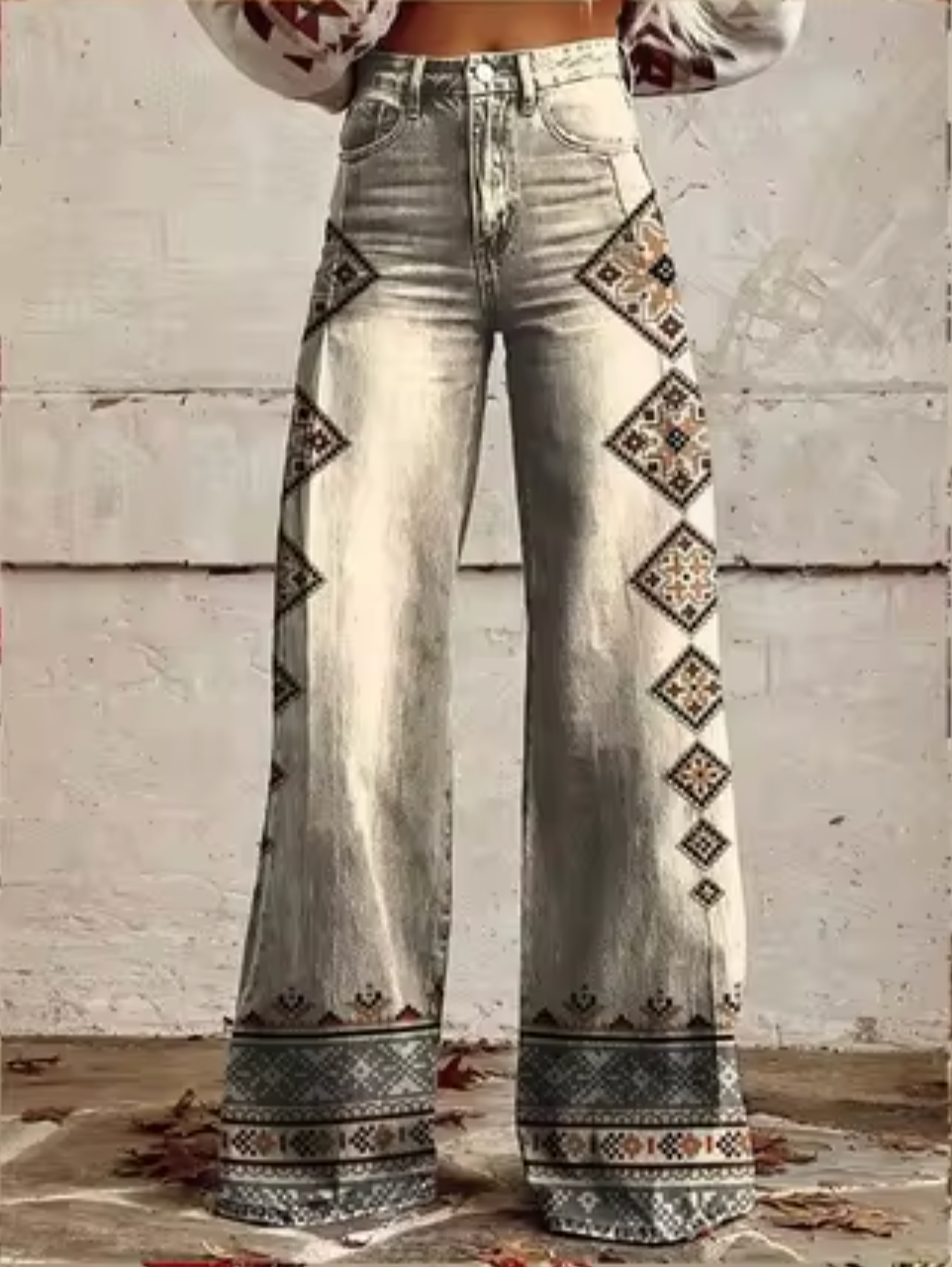 Pantalón Ancho con Diseño de Luces Brillantes