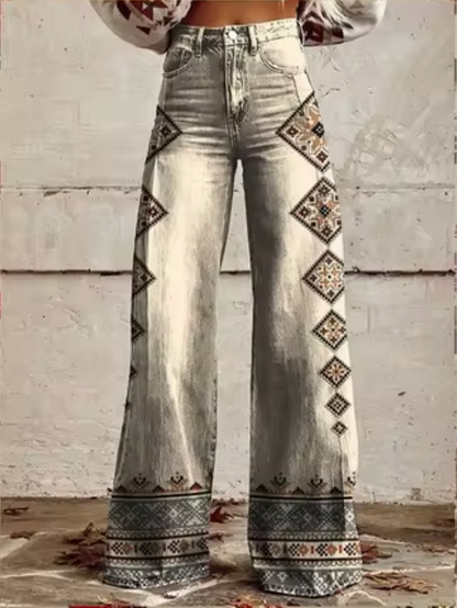 Pantalón Ancho con Diseño de Luces Brillantes