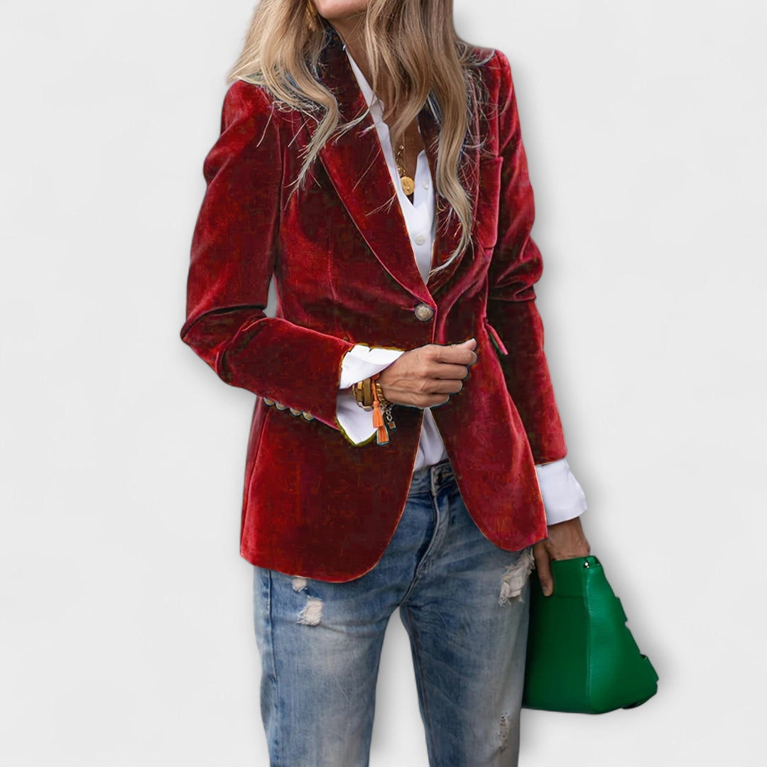Chaquetón de terciopelo botones brillantes - Vestiria