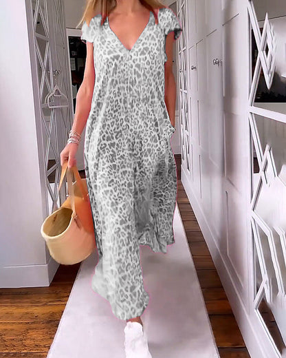 Vestido Largo Estampado Animal Impresionante