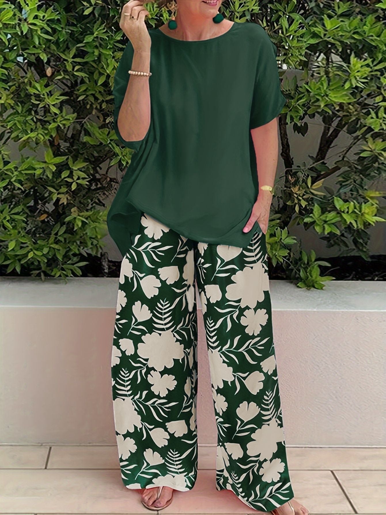 Conjunto Mujer Floral Cómodo Verano