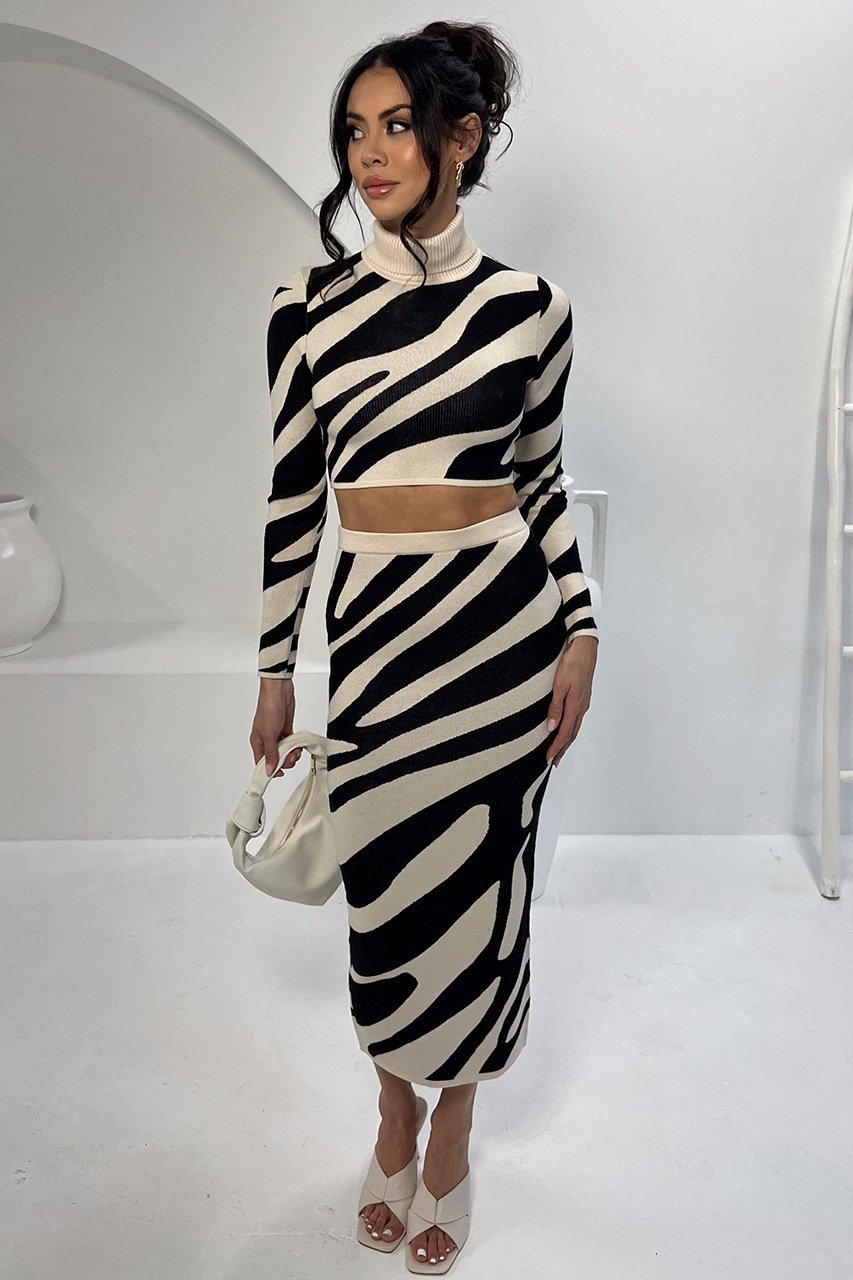 Conjunto de punto estampado cebra divertido - Vestiria