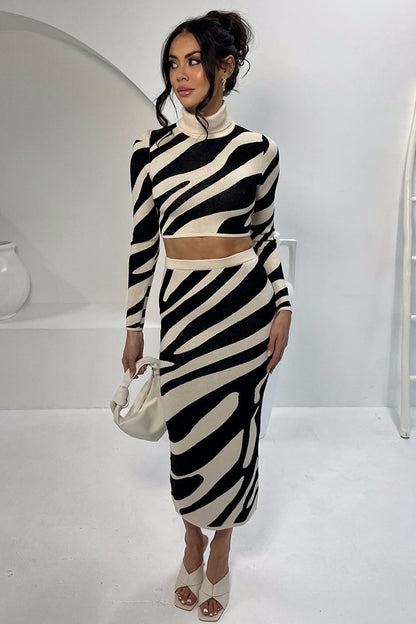 Conjunto de punto estampado cebra divertido - Vestiria