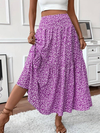 Falda Boho Estampada Florales Suelta y Ligera