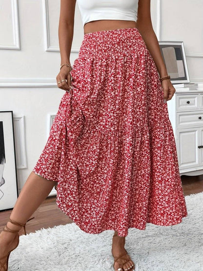 Falda Boho Estampada Florales Suelta y Ligera