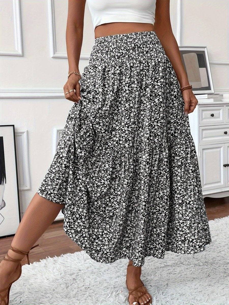Falda Boho Estampada Florales Suelta y Ligera
