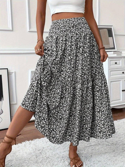 Falda Boho Estampada Florales Suelta y Ligera