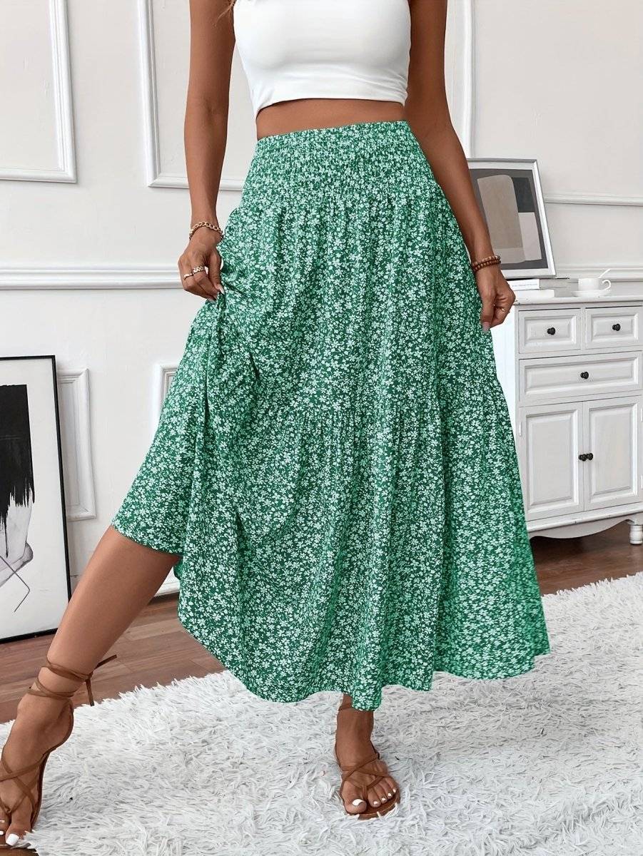 Falda Boho Estampada Florales Suelta y Ligera