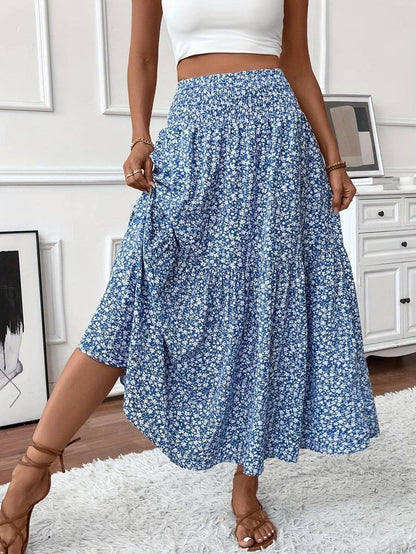 Falda Boho Estampada Florales Suelta y Ligera