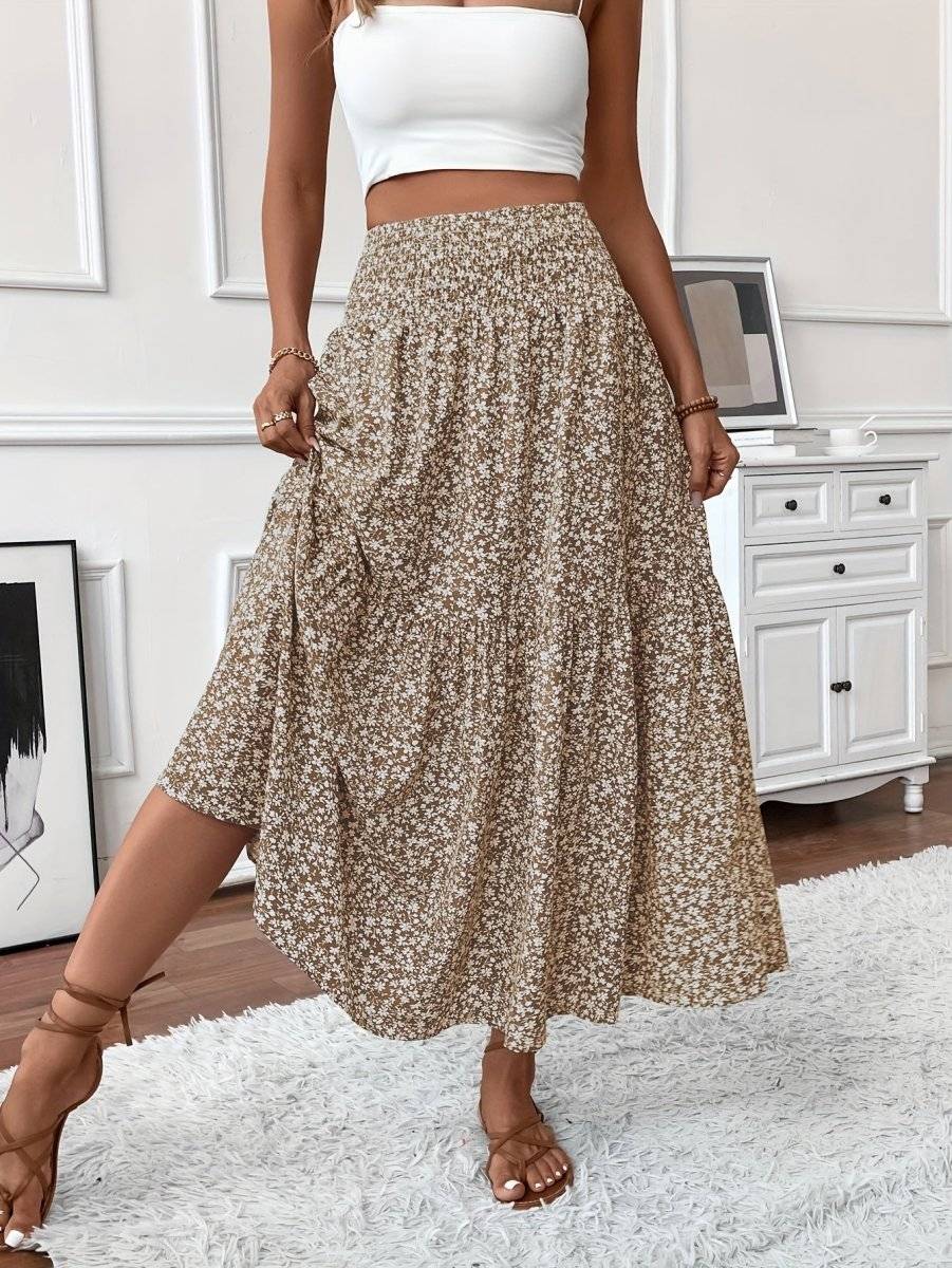 Falda Boho Estampada Florales Suelta y Ligera - Vestiria