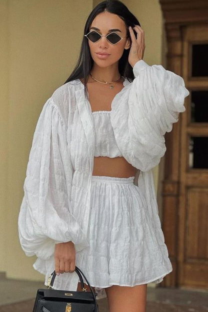 Conjunto Gasa Texturizada Elegante 3 Piezas