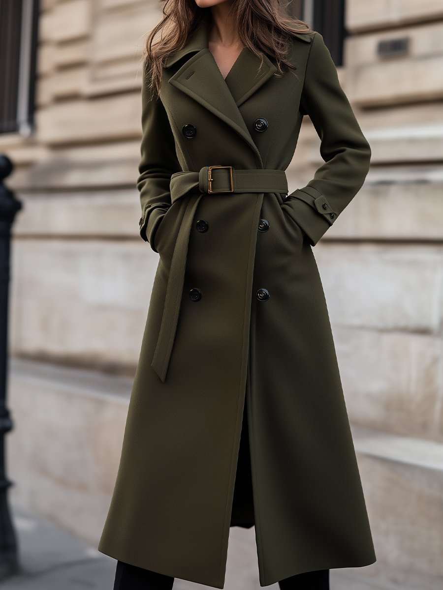 Abrigo Trench Largo Mujer Invierno Cinturón - Vestiria