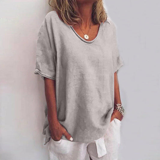 Camiseta líquida mujer cuello redondo elegante - Vestiria